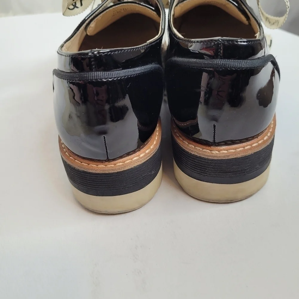 Zara Black Patten Leather Stack Shoes